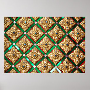 Thai pattern inside wall of Thai templethailand, a Poster