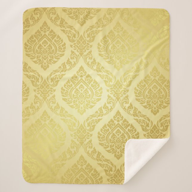 Thai Pattern supreme gold backgroundthai, pattern, Sherpa Blanket (Front)