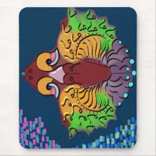Thai Script Abstract Fish Art Mouse Pad