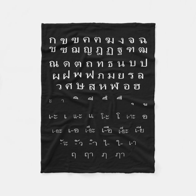 Thai Script Wall Alphabet Vowels Halloween Costume Fleece Blanket (Front)