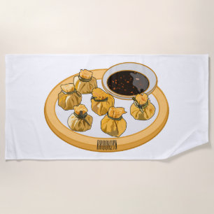 Thai shrimp purse cartoon illustration beach towel