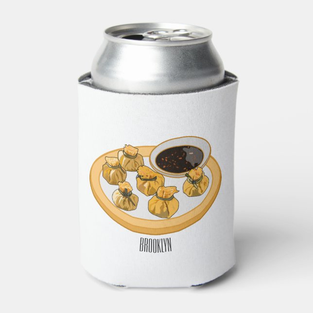 Thai shrimp purse cartoon illustration  can cooler (Can Front)