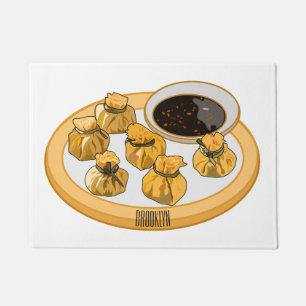 Thai shrimp purse cartoon illustration doormat