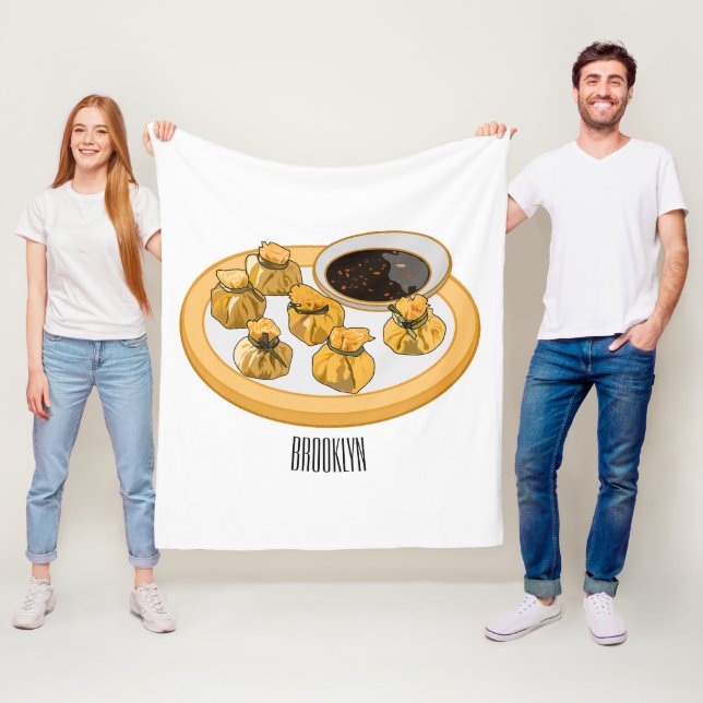 Thai shrimp purse cartoon illustration  fleece blanket (In Situ)