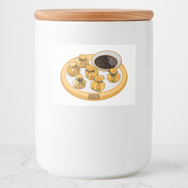 Thai shrimp purse cartoon illustration  food label (Front)