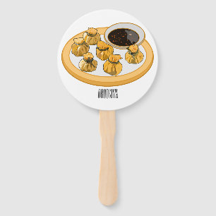 Thai shrimp purse cartoon illustration  hand fan