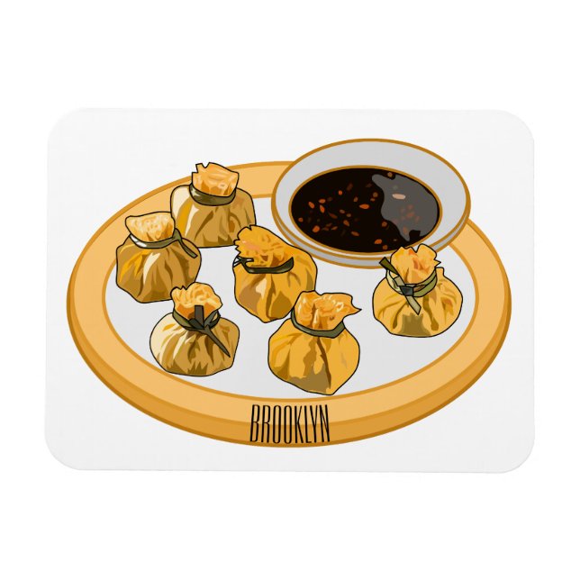 Thai shrimp purse cartoon illustration  magnet (Horizontal)