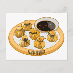 Thai shrimp purse cartoon illustration postcard