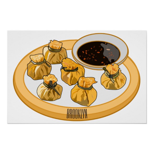 Thai shrimp purse cartoon illustration  poster (Front)