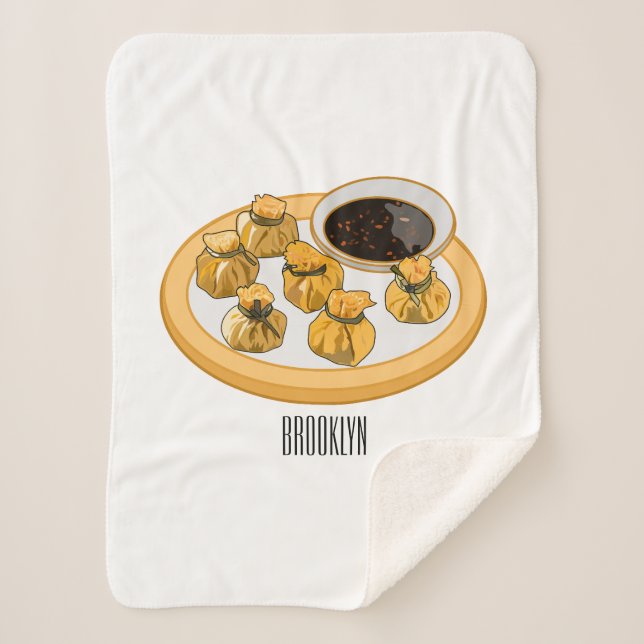 Thai shrimp purse cartoon illustration sherpa blanket (Front)