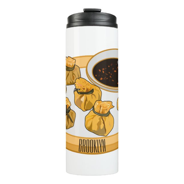 Thai shrimp purse cartoon illustration  thermal tumbler (Front)