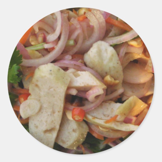 Thai Spicy Sausage Salad ... Asian Street Food Classic Round Sticker (Front)