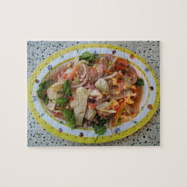 Thai Spicy Sausage Salad ... Asian Street Food Jigsaw Puzzle (Horizontal)