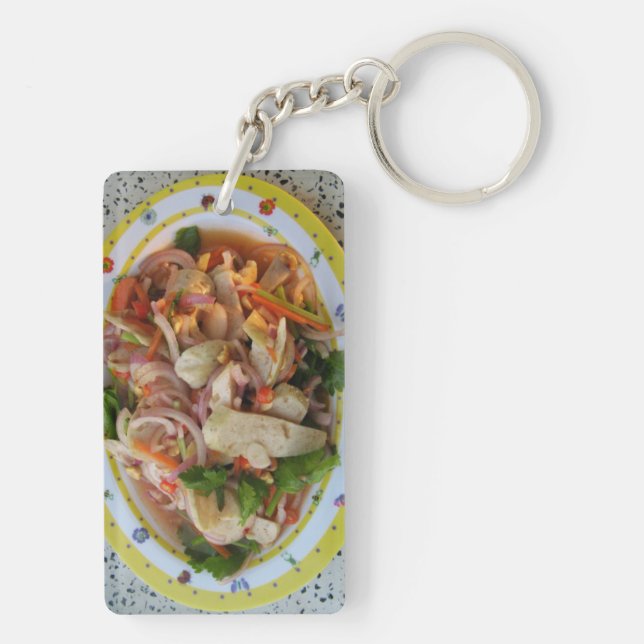 Thai Spicy Sausage Salad ... Asian Street Food Key Ring (Back)