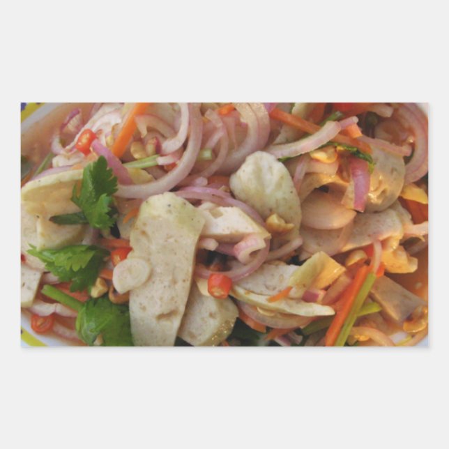 Thai Spicy Sausage Salad ... Asian Street Food Rectangular Sticker (Front)