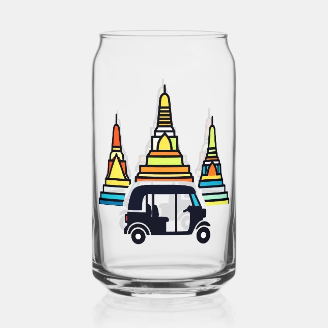 Thai Temples And Tuk Tuks Can Glass (Front)