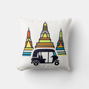 Thai Temples And Tuk Tuks Cushion