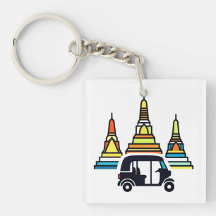 Thai Temples And Tuk Tuks Key Ring
