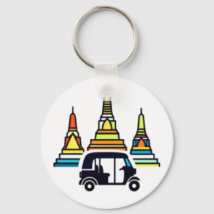 Thai Temples And Tuk Tuks Key Ring