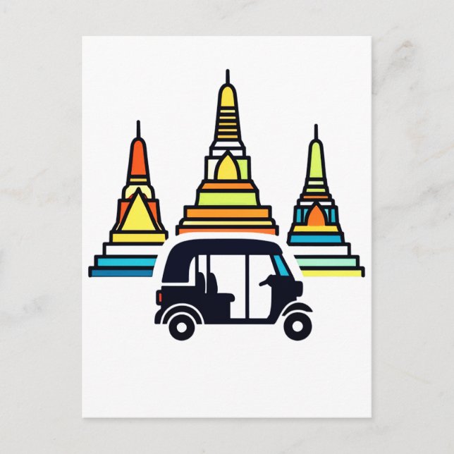 Thai Temples And Tuk Tuks Postcard (Front)