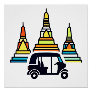 Thai Temples And Tuk Tuks Poster