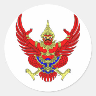 THAI THAILAND COAT OF ARMS EMBLEM FLAG CLASSIC ROUND STICKER