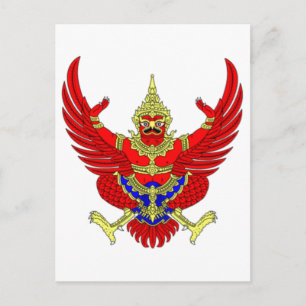 THAI THAILAND COAT OF ARMS EMBLEM FLAG POSTCARD