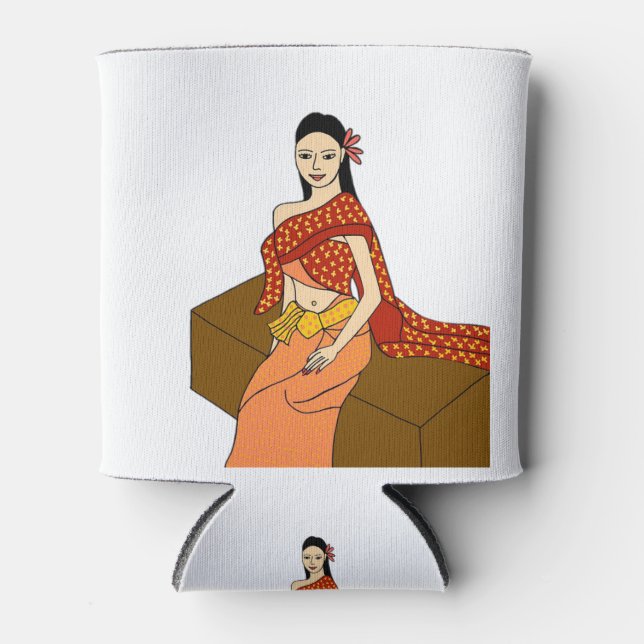 Thai Traditional Dress - Thai Beauty ! Can Cooler (Front)
