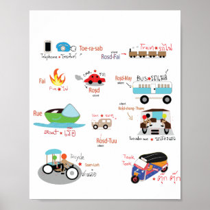 Thai wording with illustration poster