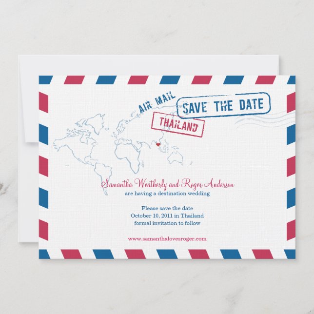 Thailand Air Mail Wedding Save The Date (Front)