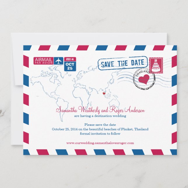 Thailand Airmail Wedding Save The Date (Front)