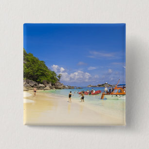 Thailand, Andaman Sea. Passengers onshore at 15 Cm Square Badge