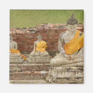 Thailand, Ayutthaya. Statues of sitting buddhas Magnet
