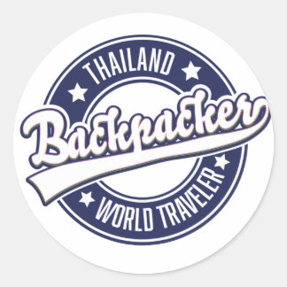Thailand Backpacker World Traveller logo Classic Round Sticker