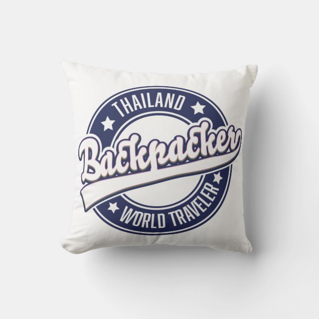 Thailand Backpacker World Traveller logo Cushion (Front)