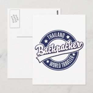 Thailand Backpacker World Traveller logo Postcard