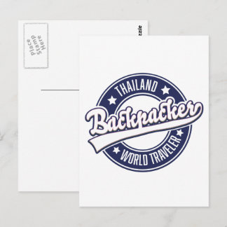 Thailand Backpacker World Traveller logo Postcard