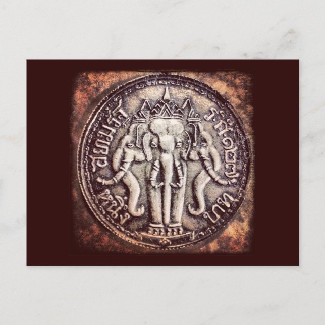 Thailand Baht Elephant Coin Postcard (Front)