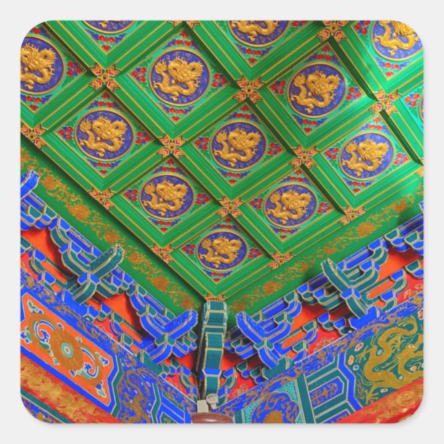 Thailand, Bangkok | Dragon Temple Square Sticker (Front)