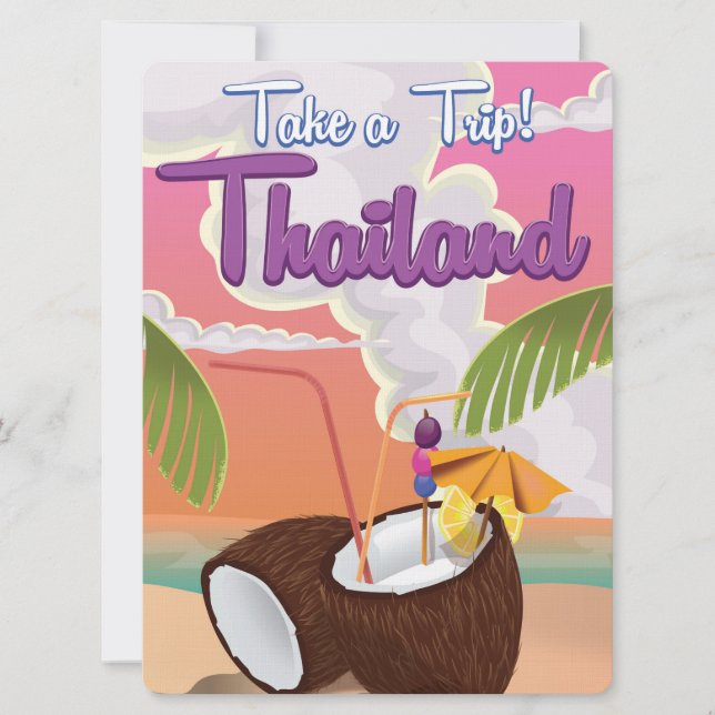 Thailand beach vacation poster invitation (Front)
