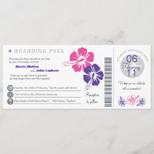 Thailand Boarding Pass Wedding Invitation