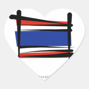 Thailand Brush Flag Heart Sticker