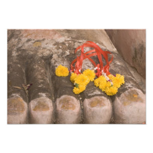Thailand, Buddha's feet and Marigold offering Photo Print