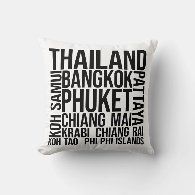 Thailand Cities Word Art - Bangkok Travel Cushion (Front)