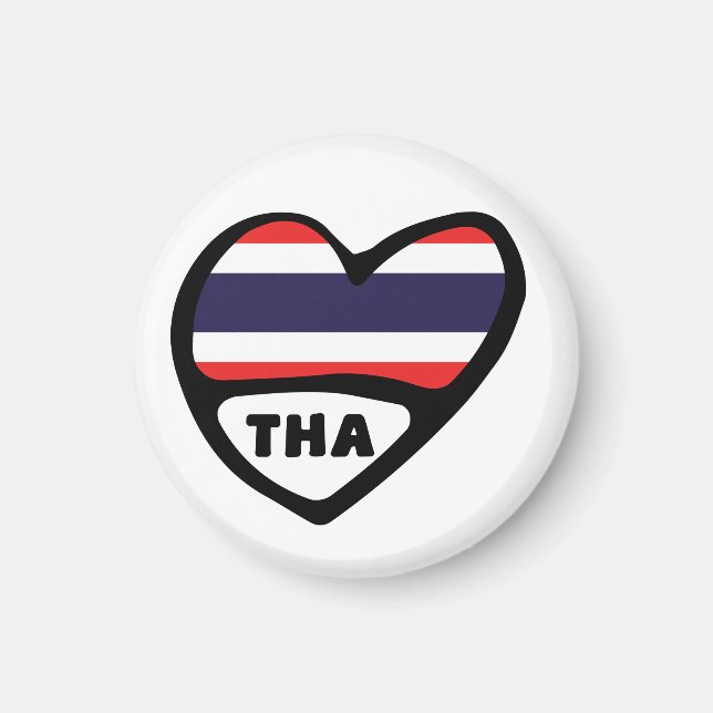 Thailand Country Code Flag Heart, THA Magnet (Front)