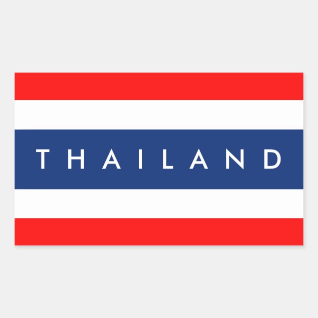 Thailand country flag nation symbol name text rectangular sticker (Front)