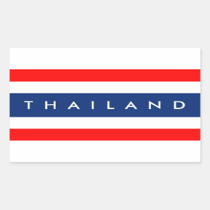 Thailand country flag nation symbol name text rectangular sticker
