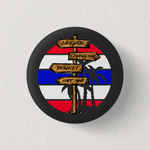 Thailand Destinations - Bangkok Chiang Mai Phuket 3 Cm Round Badge