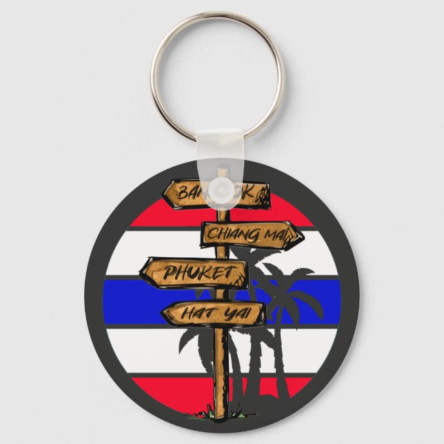 Thailand Destinations - Bangkok Chiang Mai Phuket Key Ring (Front)