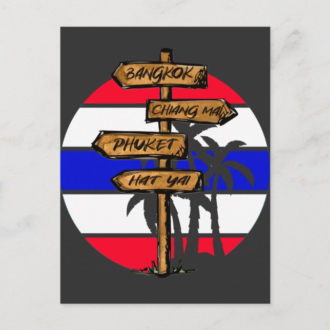 Thailand Destinations - Bangkok Chiang Mai Phuket  Postcard (Front)